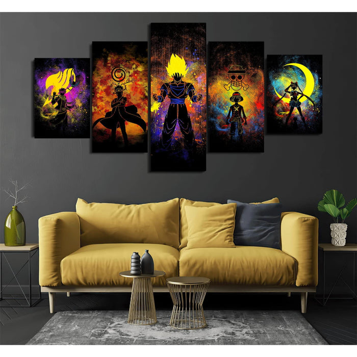 5 Piece Anime Art Canvas Wall Art Painting