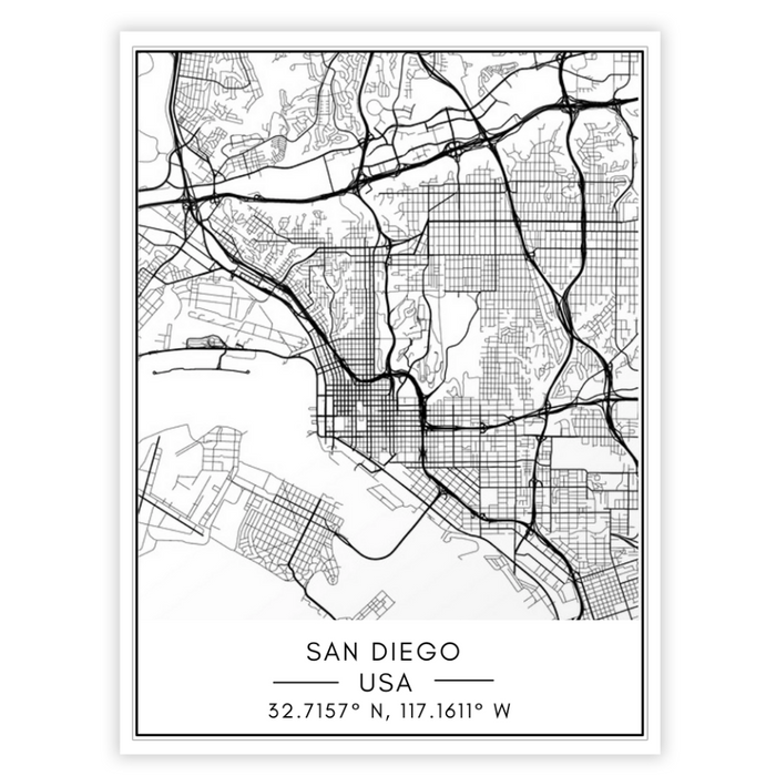 San Diego City Map - Canvas Wall Art Painting