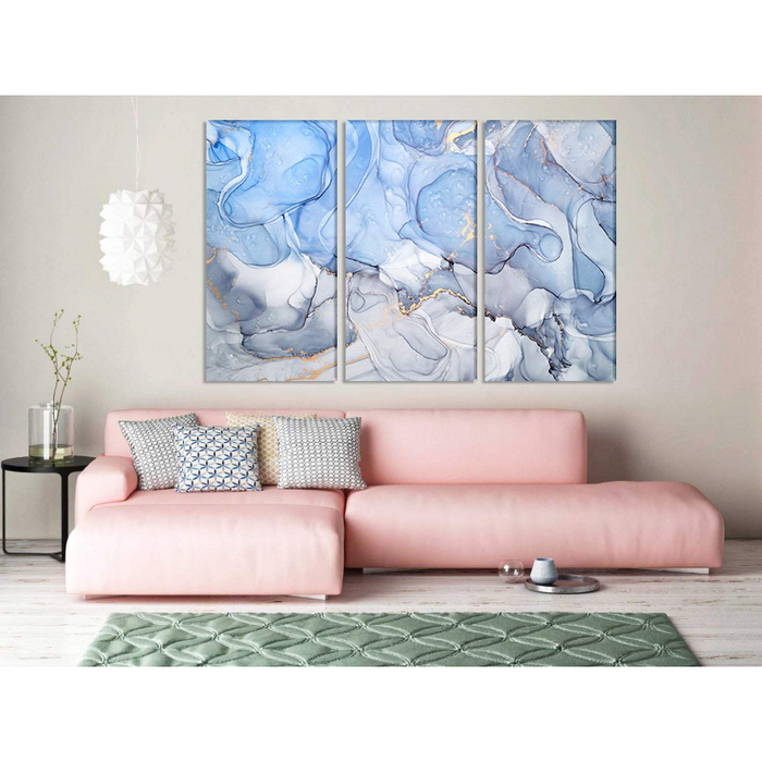 Blue Marble Abstract - Canvas Wall Art Painting