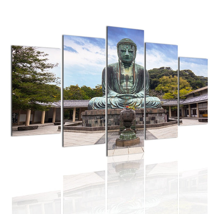 5 Piece Abstract The Great Buddha Of Kamakura -Canvas Wall Art Painting