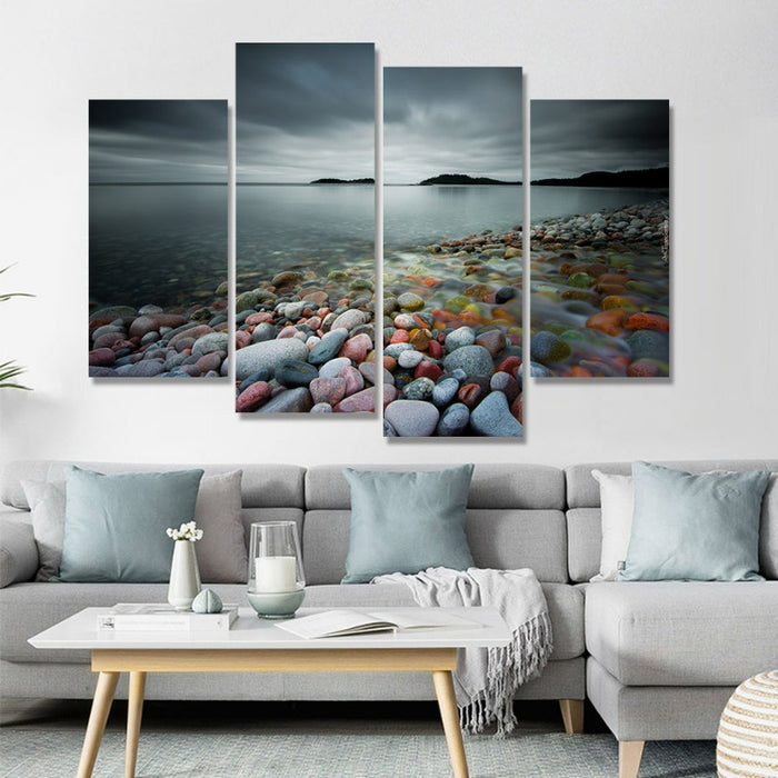 Abstract Modern Sea Stones Landscape-Canvas Wall Art Painting 4 Pieces