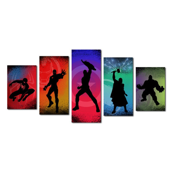 Marvel Superheroes Silhouettes - Canvas Wall Art Painting