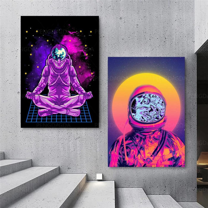 Vaporwave Astronaut - Canvas Wall Art Paintings