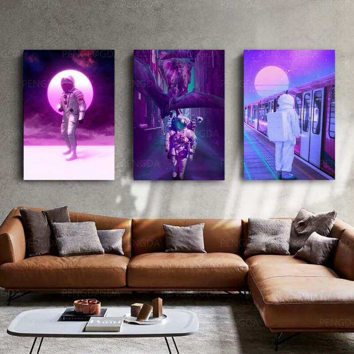 Astronout Synthwave - Canvas Wall Art Painting