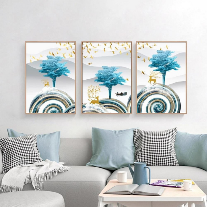 Sea Blue Trees - Canvas Wall Art Painting