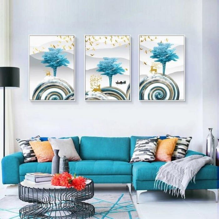 Sea Blue Trees - Canvas Wall Art Painting