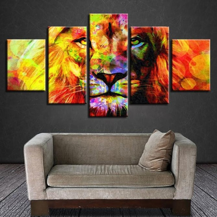 5 Pieces Colorful Lion - Canvas Wall Art Painting