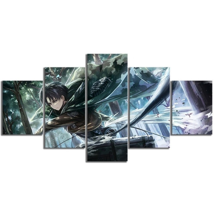 5 Panel "Levi-Ackerman Attack On Titan Anime"- Print Painting Wall Art Poster