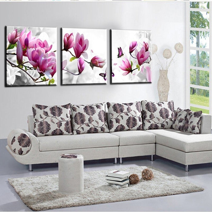 Purple & Pink Tulip Flower - Canvas Wall Art Paintings