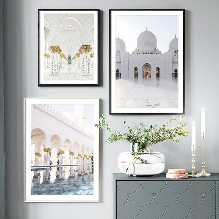 Beautiful White & Gold Mosque Arch - Canvas Wall Art Print