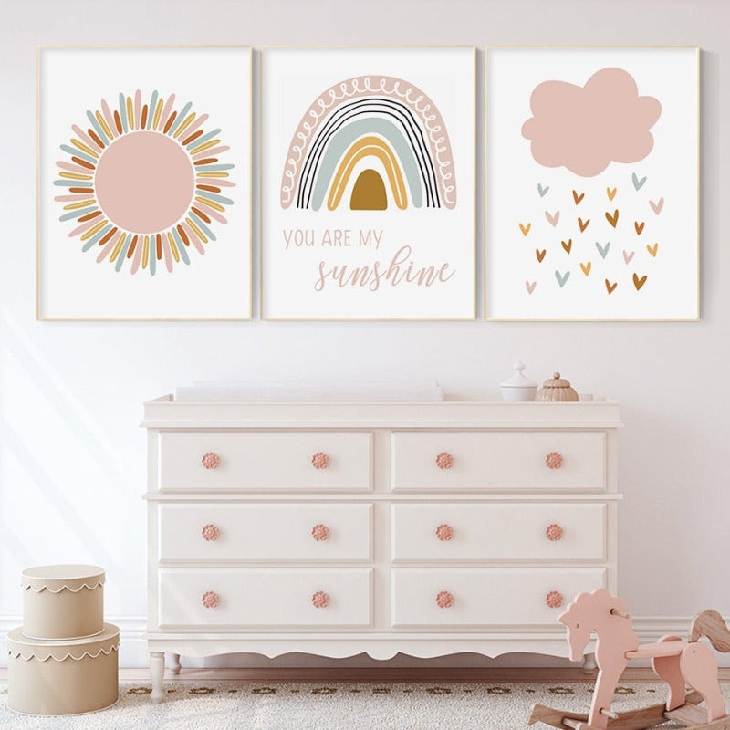 Rainbow Prints Girls Prints Abstract Prints Pastel Rainbow Nursery Prints  You Are My Sunshine Sun Print, Girls Nursery Prints Kids Wall Art -   Canada