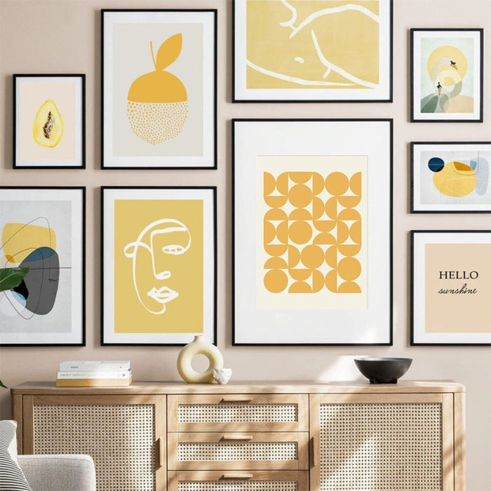 Trendy Abstract Yellow Graphic Designs  - Canvas Wall Art Print