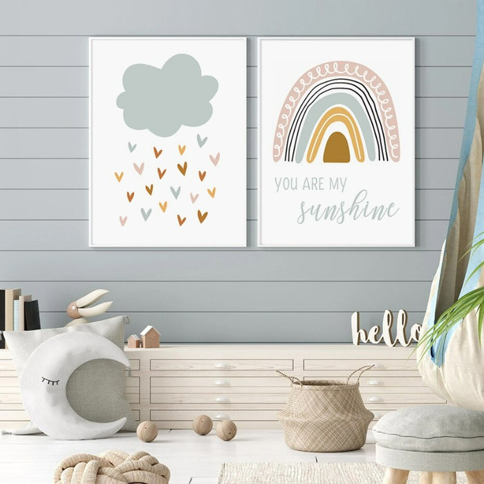 Clouds Sunshine Lovely Mountain Nursery - Canvas Wall Art Print
