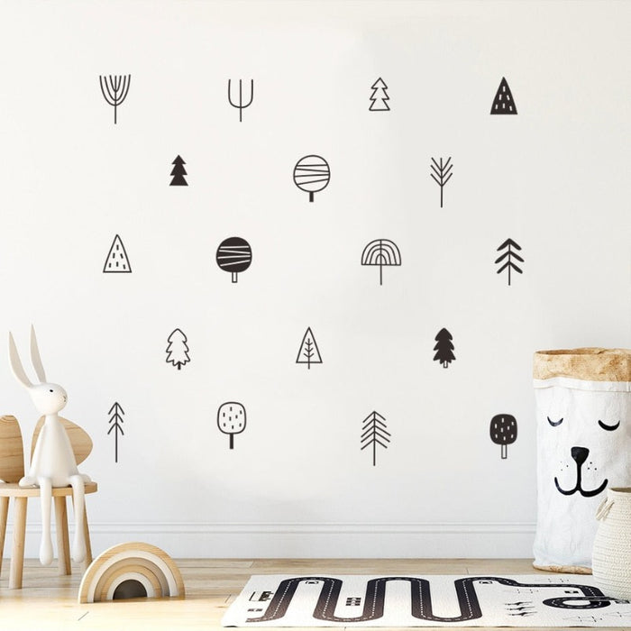 Trendy Woodland Trees Boho - Removable Wall Decal