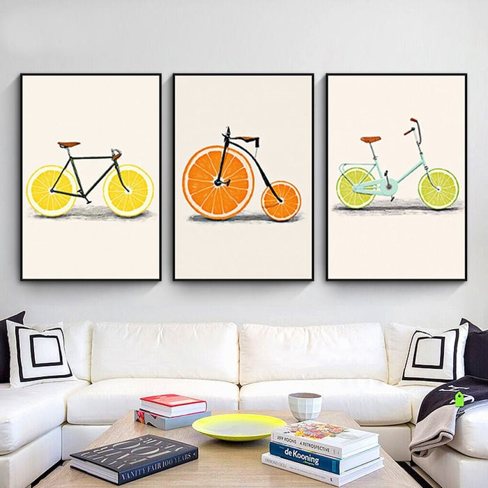 Minimalist Fashion Fruit Bike - Canvas Wall Art Print