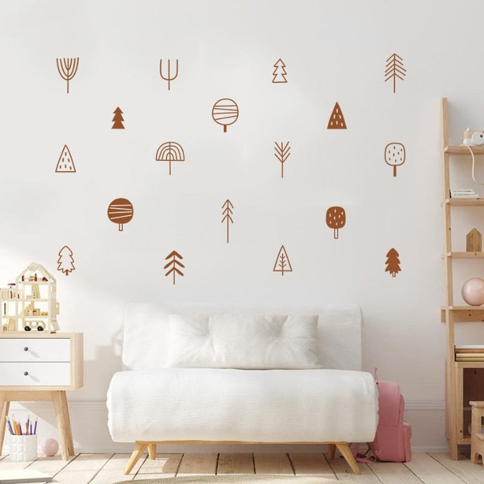 Trendy Woodland Trees Boho - Removable Wall Decal