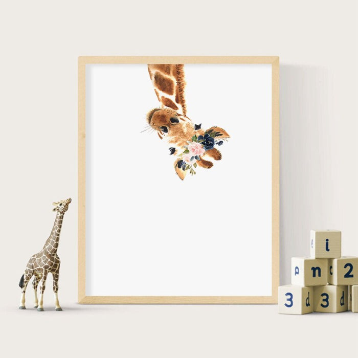 Cute Giraffe Dream Watercolor - Canvas Wall Art Print