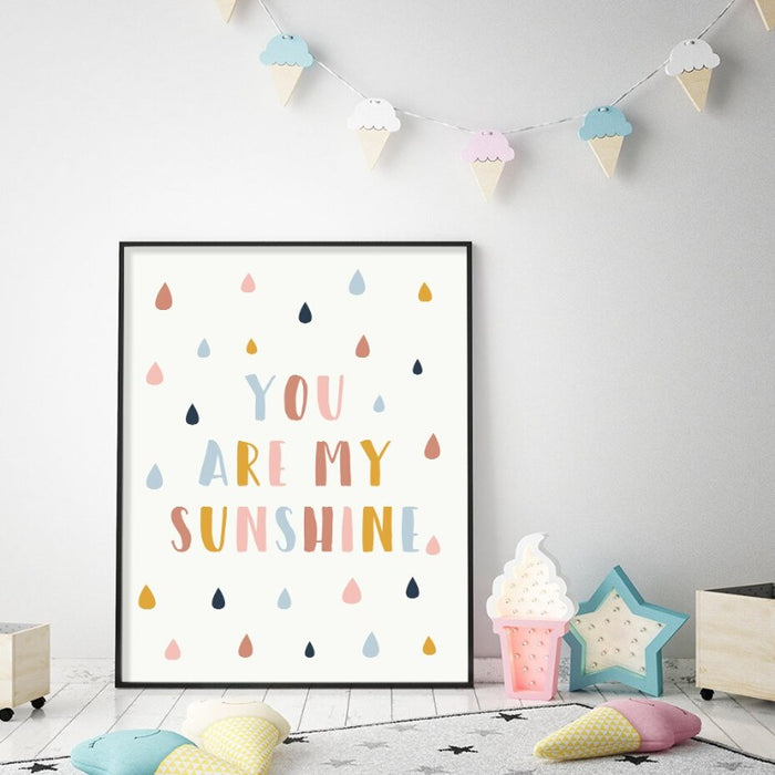 Happy Color You Are My Sunshine Nursery - Canvas Wall Art Print