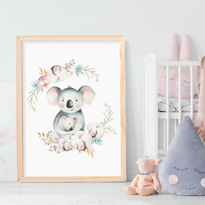 Loving Koala Mother & Baby Garland - Canvas Wall Art Print