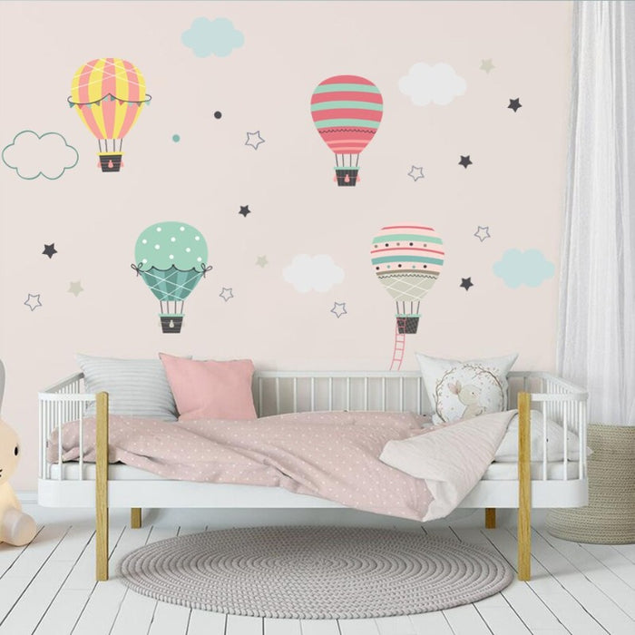 Pastel Hot Air Balloon Clouds - Removable Wall Decal