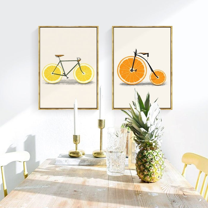 Minimalist Fashion Fruit Bike - Canvas Wall Art Print