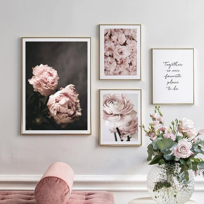 Modern Romantic Light Pink Peonies Flowers - Canvas Wall Art Painting