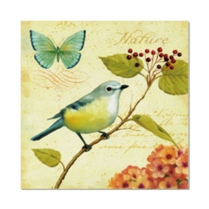 Vintage Europe Birds Butterfly Flowers - Canvas Wall Art Painting
