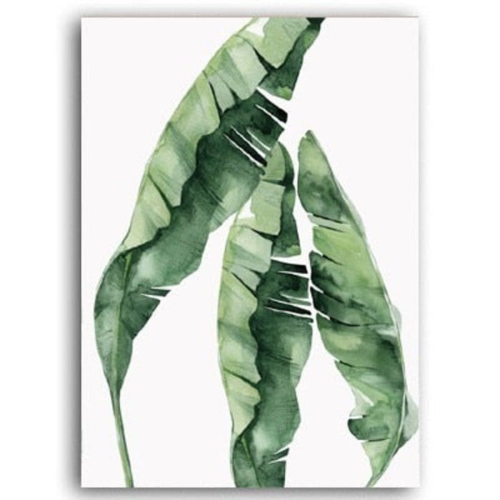 Watercolor Green Tropical Plants - Canvas Wall Art Painting
