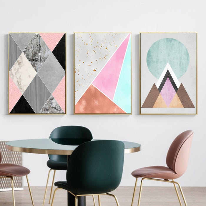 Abstract Geometric Wall Art Prints Vintage Poster - Canvas Wall Art Painting