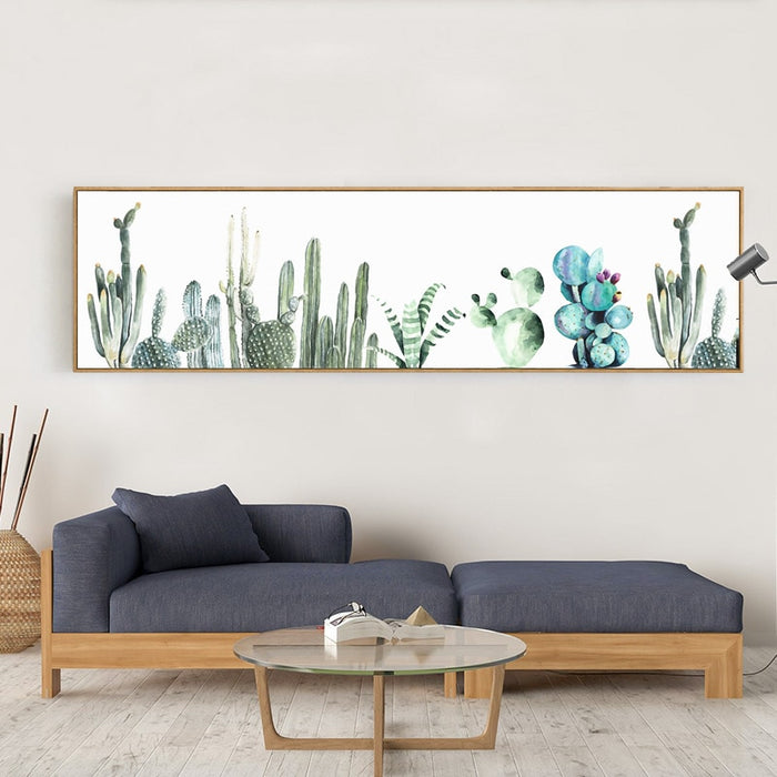 Nordic Cactus Flower Poster Plant - Canvas Wall Art Painting