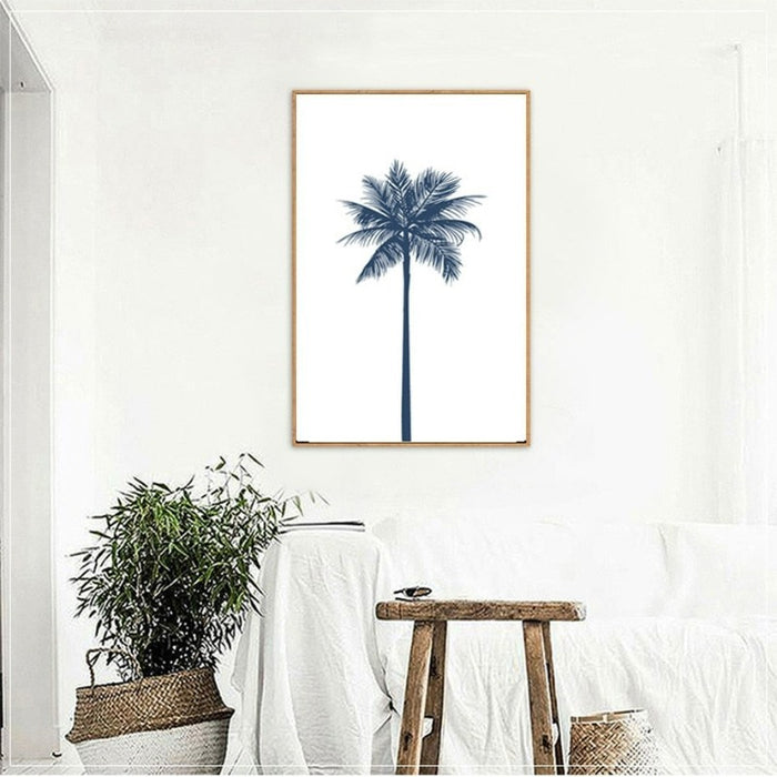 Navy Blue Palm Tree  - Canvas Wall Art Painting
