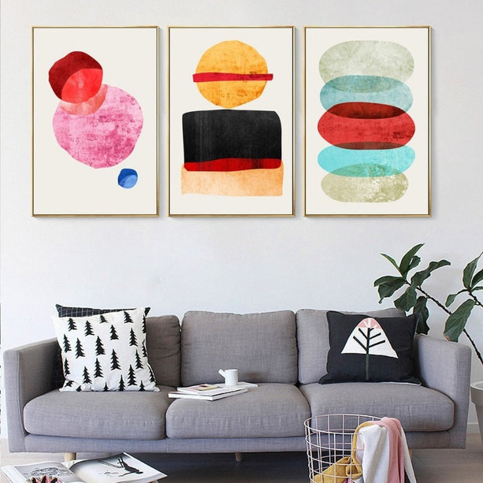 Watercolor Abstract Geometric - Canvas Wall Art Painting