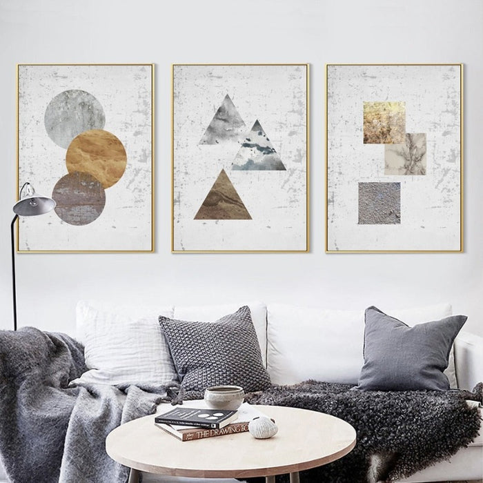 Vintage Abstract Geometric - Canvas Wall Art Painting