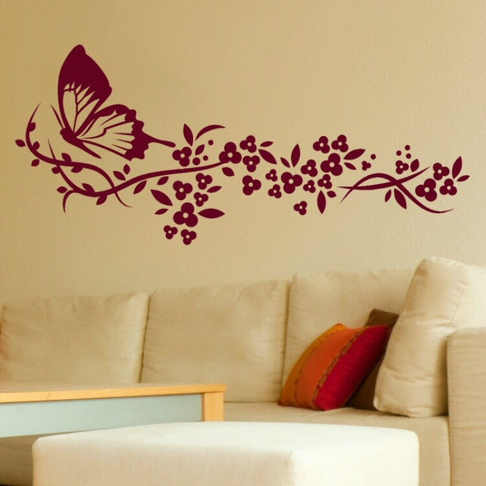 Modern Butterfly Flowers - Canvas Wall Art Stickers
