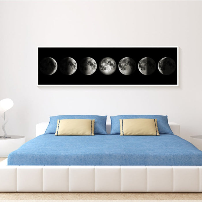 Moon Phases Black And White Art - Canvas Wall Art Painting