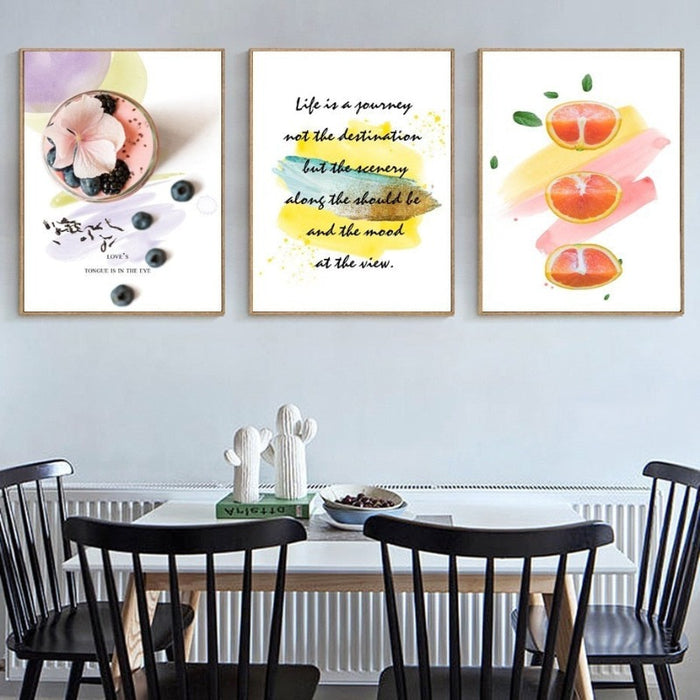 Inspirational Life Quotes Fruit Tea - Canvas Wall Art Painting