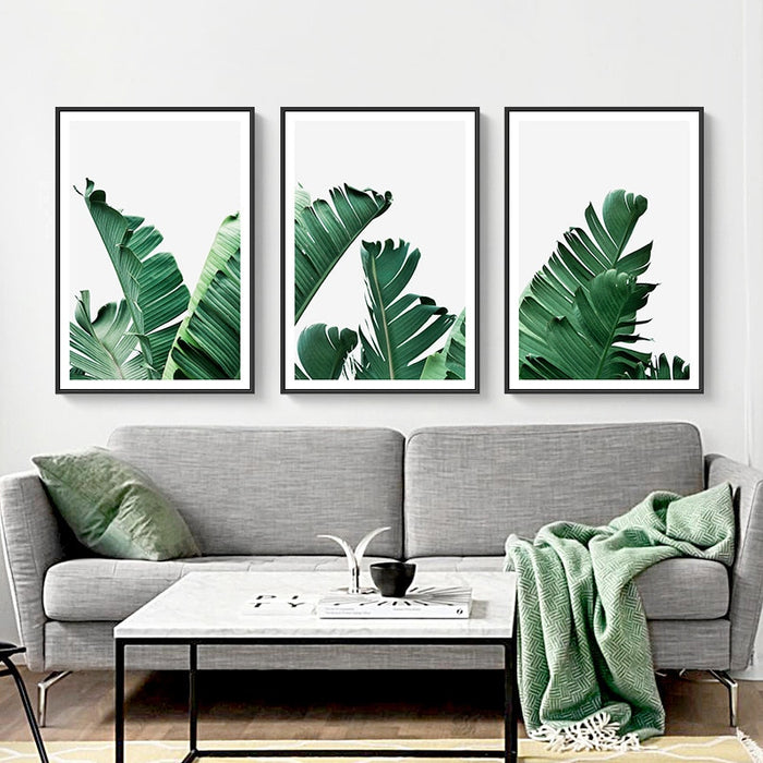 Green Tropical Leaves  - Canvas Wall Art Painting