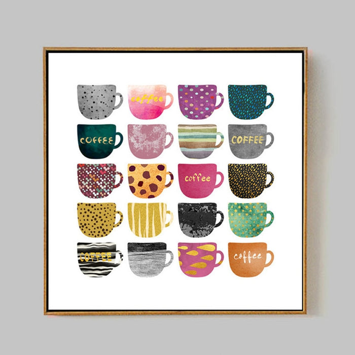 Beautiful Different Coffee Cups - Canvas Wall Art Painting