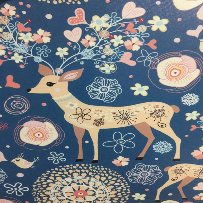 Nordic Deer Birds Flowers Natural - Canvas Wall Art Painting