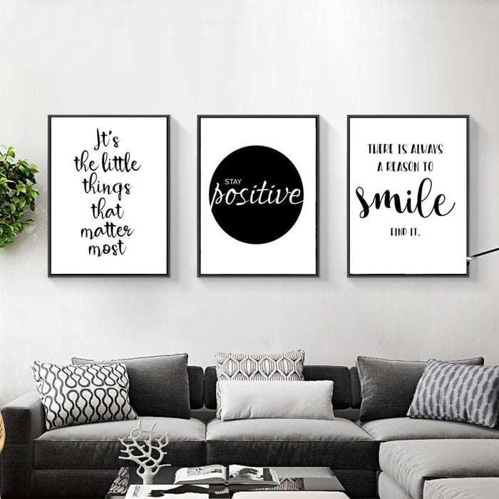 Motivational Life Quote Black White - Canvas Wall Art Painting