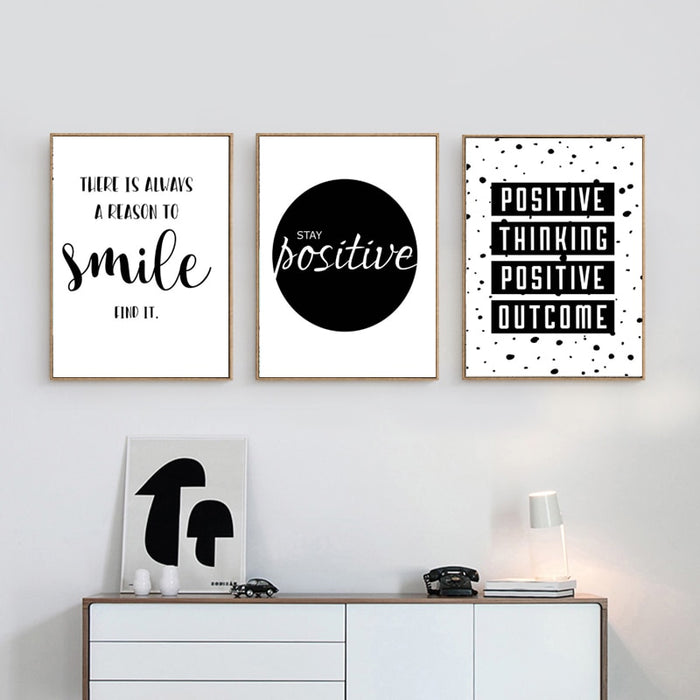Motivational Life Quote Black White - Canvas Wall Art Painting