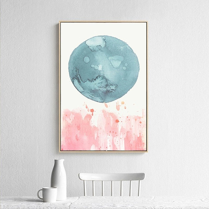 Abstract Watercolor Pink Blue - Canvas Wall Art Painting