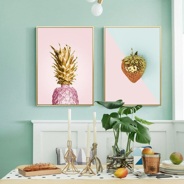Nordic Banana Pineapple - Canvas Wall Art Painting