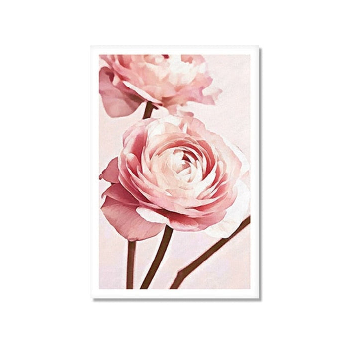Modern Pink Peony Flower Quote - Canvas Wall Art Painting
