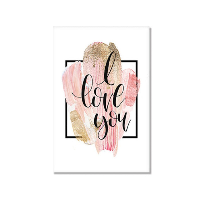 Modern Pink Peony Flower Quote - Canvas Wall Art Painting