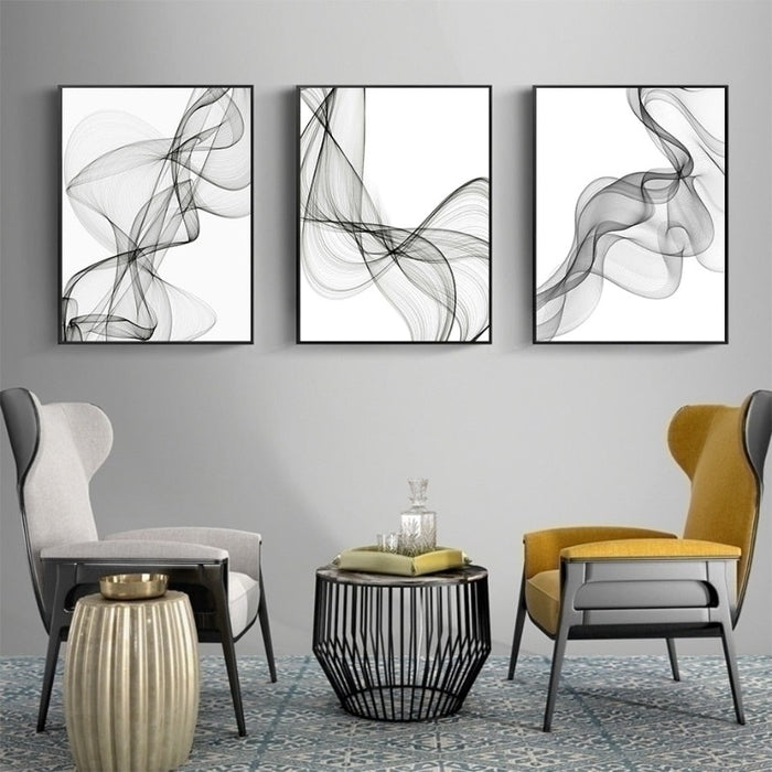 Abstract Wavy Lines Pattern - Canvas Wall Art Painting