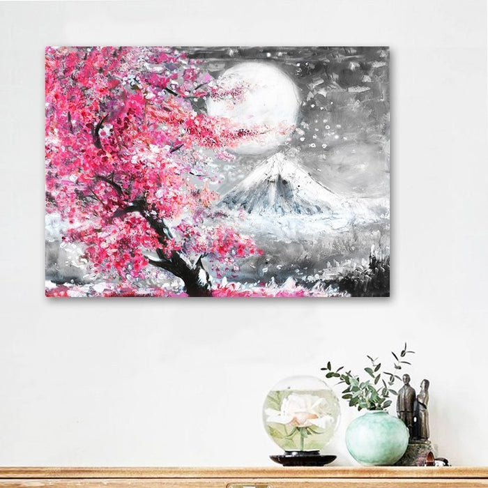 Mount Fuji Cherry Blossom Landscape Japan  - Canvas Wall Art Painting