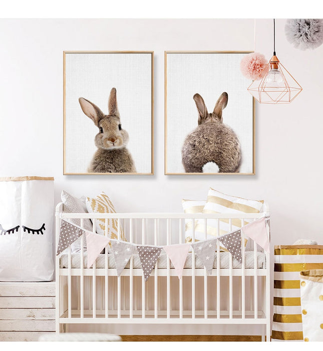 Rabbit BunnyTail Woodland Animal - Canvas Wall Art Painting