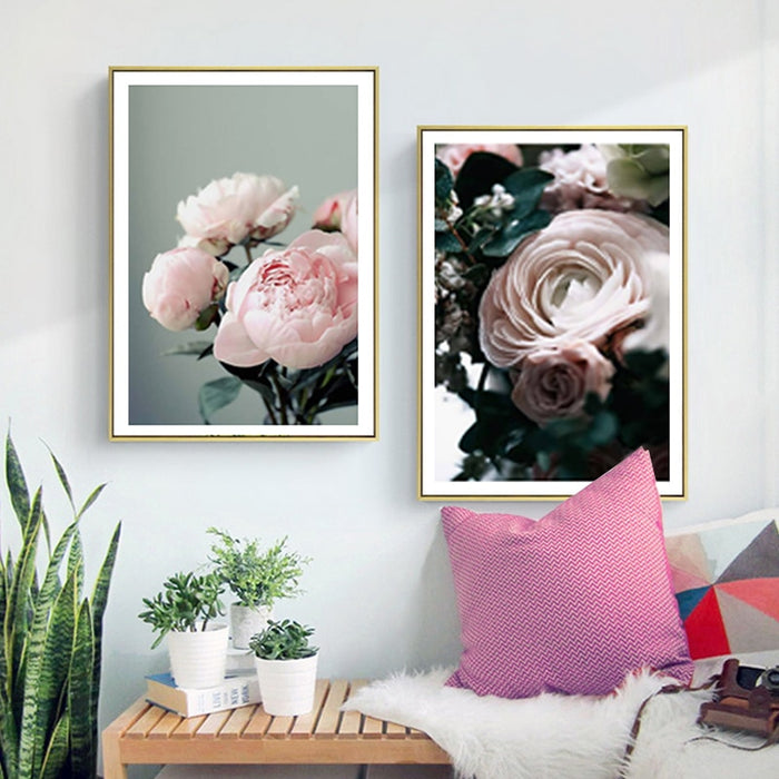 Modern Peonies Floral Canvas Painting Gallery Flower - Canvas Wall Art Painting