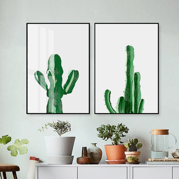 Scandinavia Cactus Plants - Canvas Wall Art Painting